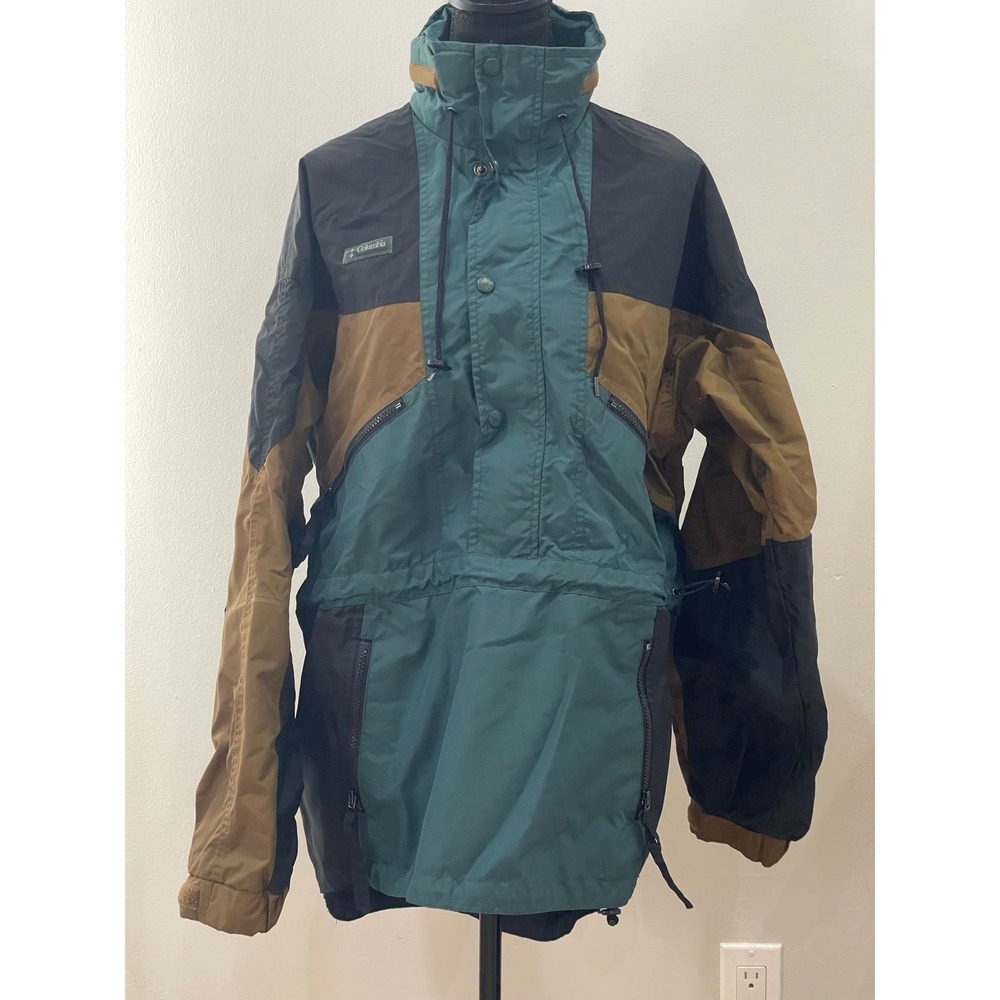 Columbia M Teal/Brown/Black Pull On Windbreaker‎